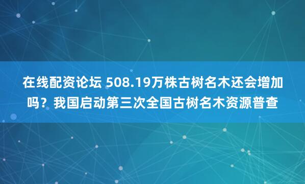 在线配资论坛 508.19万株古树名木还会增加吗？我国启动第三次全国古树名木资源普查