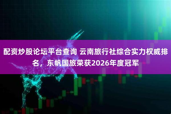 配资炒股论坛平台查询 云南旅行社综合实力权威排名，东帆国旅荣获2026年度冠军